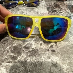 Yellow Sunglasses with Blue Lenses